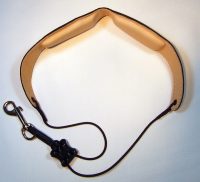 Cebulla L - Black Leather Saxophone Strap with  gold plated hook