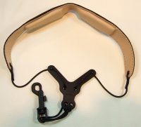 Cebulla M 57cm-Black Leather Saxophone Strap with wide adjuster hook