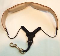 Cebulla M 57cm-Deluxe Brown Leather Saxophone Strap with Brass Hook & Wide Adjuster
