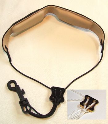 Cebulla XL 70 cm - Black Saxophone Strap with brass adjuster and black fibre hook